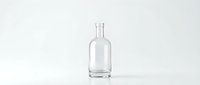 Empty clear glass bottle on white background isolated for product mockup and packaging design projects.