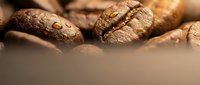 Roasted coffee beans close-up with shallow depth of field, perfect for cafe menus, beverage advertising, and coffee shop branding materials.