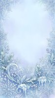 Frozen winter border frame with snowflakes, icicles, and berries on light background. Isolated design element suitable for greeting cards, invitations, and seasonal marketing materials.
