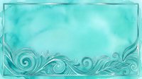 Turquoise watercolor background with ornamental swirling wave border design, isolated on transparent background, ready for graphic design, invitations, and digital projects.