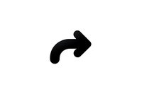 Black curved arrow pointing right on white background isolated for web design, presentations and user interface elements.