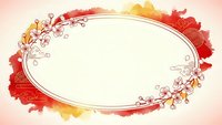 Watercolor floral frame with red and yellow splashes, decorative oval border with delicate flowers and leaves for wedding invitations and greeting cards.