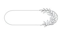 Elegant oval frame with delicate botanical leaves border on white background. Minimalist line art design for wedding invitations, labels, logos and branding.