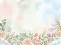 Watercolor floral border with roses, eucalyptus, and botanical elements on soft pastel background. Isolated design for invitations, cards, and decorative projects.