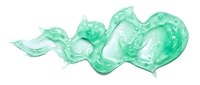Translucent green gel or liquid substance with flowing, organic waves and bubbles isolated on white background, suitable for cosmetics, skincare, and beauty product design.