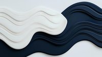 Layered wavy paper abstract in contrasting navy blue and white creates dynamic curved lines and shadows, modern minimalist design background for presentations.