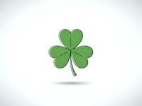 Green shamrock clover leaf symbol isolated on white background for St. Patrick's Day celebration and Irish culture design projects.