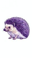 Adorable purple and white hedgehog illustration with detailed quills and gentle expression, isolated on white background for children's books, nursery decor, and apparel design.