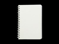 Spiral notebook with blank white cover, isolated on transparent background. Ready for T-shirt design, stickers, clipart, print on demand, and sublimation projects.