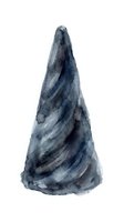 Watercolor illustration of a tall conical form with swirling dark blue and gray tones, isolated on white background for design and clipart use.