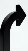 Black curved arrow pointing right isolated on white background for business presentations and directional signage design applications.