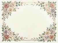 Vintage rose floral frame with dusty pink and cream blooms, green foliage and branches on cream background. Isolated design element for invitations, cards and stationery.