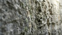 Weathered concrete wall surface with rough textured holes and porous structure showing natural aging and erosion patterns for industrial backgrounds.