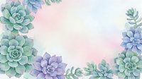Watercolor succulent frame with soft pink background, botanical border design for wedding invitations, greeting cards and feminine branding projects.