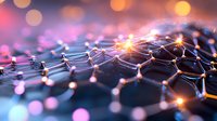 Abstract network connections with glowing nodes and links creating digital mesh pattern. Technology concept for data visualization and connectivity.