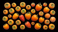 Fresh persimmons collection isolated on transparent background, ready for stickers, print on demand, T-shirt design, clipart, and sublimation projects.