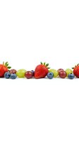 Fresh mixed berries and grapes arranged in row on white background, isolated for healthy eating and nutrition concepts.