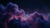 Dramatic purple and pink clouds billowing against a dark starry night sky, creating a mystical cosmic atmosphere for backgrounds.