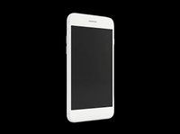 White smartphone with blank black screen, isolated on transparent background, ready for mockups, app presentations, tech designs, t-shirt graphics, and print-on-demand products.
