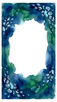 Watercolor frame with teal and emerald washes, white pebbles, and organic borders. Suitable for invitations, greeting cards, social media templates, and creative design projects.