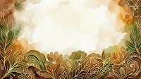 Ornamental floral border with golden and brown decorative elements, featuring intricate botanical patterns and swirling designs on cream background for invitations and greeting cards.
