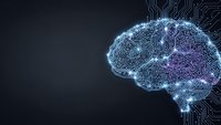 Digital brain with glowing neural networks and circuit patterns on dark background for artificial intelligence and technology concepts.