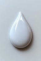 Glossy white teardrop shape with smooth surface and subtle highlights on light gray background, isolated design element for creative projects and branding.