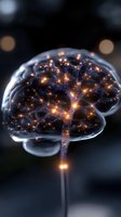 Glowing neural network brain with illuminated connections and golden light nodes representing artificial intelligence, machine learning, and digital consciousness technology.