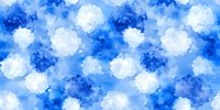 Seamless watercolor pattern in blue and white shades creates dreamy cloud effect. Repeating design for fabric, wallpaper, and digital backgrounds.