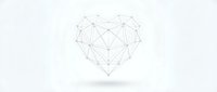 Geometric heart shape made of connected lines and dots in minimalist wireframe style on white background for modern design projects.