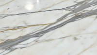 Elegant white marble surface with dramatic gray and gold veining patterns for luxury interior design and architectural applications.