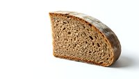 Fresh baked artisan whole grain bread slice with seeds and nuts isolated on white background for healthy eating and bakery concepts.