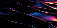 Abstract flowing waves with vibrant neon gradients in purple, blue and orange colors on dark background for modern digital design projects.