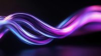 Glowing neon wave lines with purple and blue colors flowing on black background create dynamic motion effect for abstract modern design projects.
