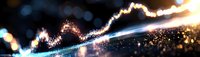 Financial data visualization with glowing charts and bokeh effects showing market trends and analytics for business presentations and reports.