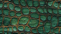 Emerald green crocodile skin texture with brown edges showing detailed scales and natural pattern. Luxury leather surface macro photography for fashion design.
