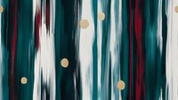 Abstract brushstroke pattern in teal, burgundy and white with golden dots creates modern artistic composition. Seamless vertical stripes for contemporary decor.