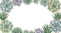 Isolated succulent plants and aloe vera arranged in corners on white background, ready for design use on invitations, cards, posters, and merchandise applications.