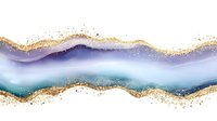 Abstract watercolor waves in turquoise and purple with gold glitter border effect on white background, modern fluid art style for luxury wall decor and stationery design.