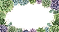 Watercolor succulent frame border with green and purple plants on white background for wedding invitations, greeting cards and botanical designs.
