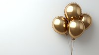 Elegant gold foil balloons on white background, perfect for luxury celebration designs and festive promotional materials.