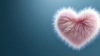 Fluffy pink heart-shaped fur on dark blue background, soft and romantic design element for Valentine's day cards and love-themed projects.