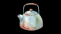 Watercolor teapot with wooden handle, isolated on transparent background. Ready for stickers, print on demand, sublimation, T-shirt design, and clipart use.