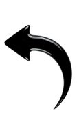 Black curved arrow pointing left isolated on white background for web design, presentations and graphic projects.