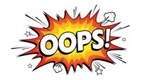 Comic book style OOPS explosion burst with red orange yellow gradient and white text on transparent background for graphic design projects.