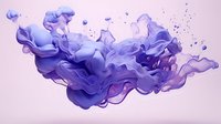 Purple and violet ink swirls creating dynamic fluid art composition against light pink background, abstract liquid paint splash movement for creative design projects.