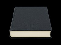 Closed hardcover book with dark gray linen cover and cream pages, isolated on transparent background. Ready for clipart, print-on-demand designs, educational materials, stickers, and digital projects.