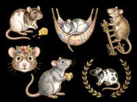Cute illustrated mice and rats set isolated on transparent background, ready for stickers, t-shirt design, print on demand, clipart, and sublimation projects.