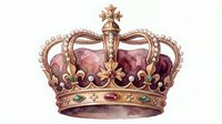 Ornate royal crown with jewels and fleur-de-lis decorations in watercolor style on white background, perfect for luxury branding and regal designs.