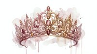 Ornate royal crown with intricate scrollwork and floral motifs in rose gold tones, watercolor style illustration on white background for luxury design projects.